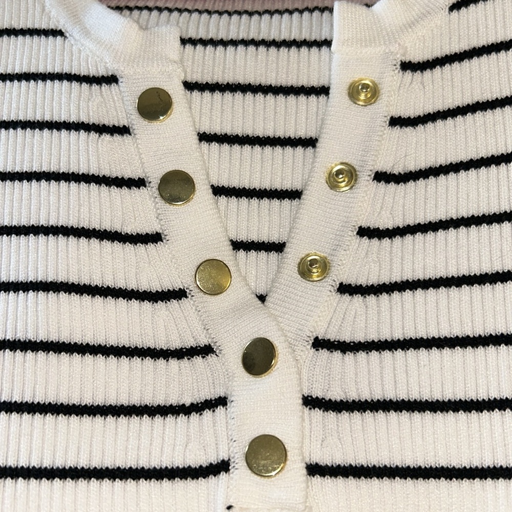 The Workshop Women’s White Black Stripe Sleeveless Ribbed Sweater Tank Size S - Picture 6 of 12